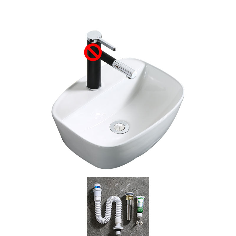 Modern Bathroom Sink Porcelain Rectangle Bathroom Sink in White(Not Including Faucet)