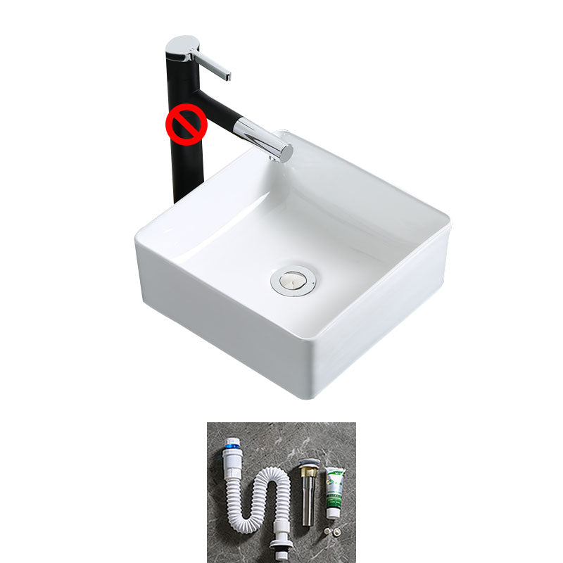 Modern Bathroom Sink Porcelain Rectangle Bathroom Sink in White(Not Including Faucet)