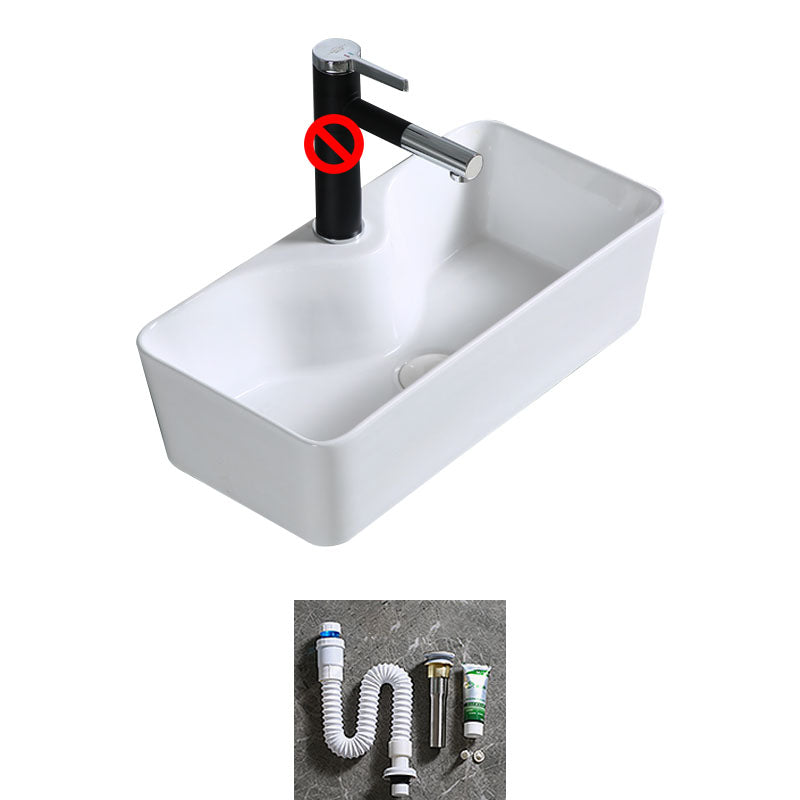 Modern Bathroom Sink Porcelain Rectangle Bathroom Sink in White(Not Including Faucet)