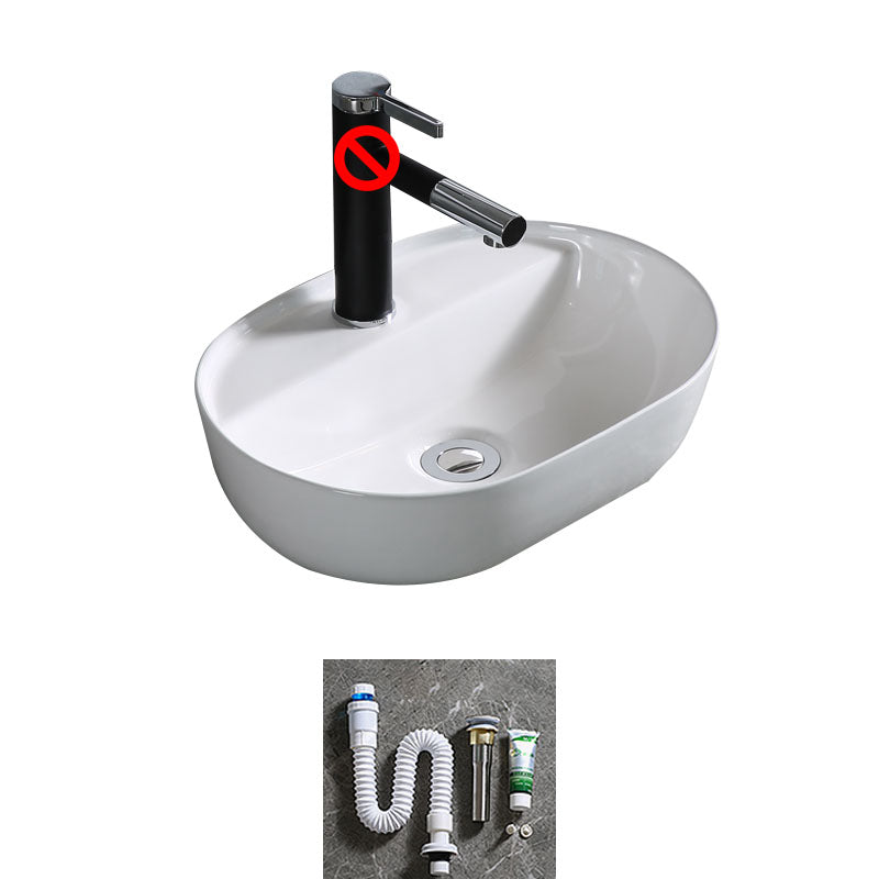 Modern Bathroom Sink Porcelain Rectangle Bathroom Sink in White(Not Including Faucet)