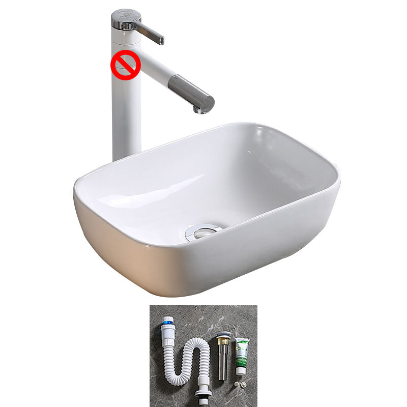 Modern Bathroom Sink Porcelain Rectangle Bathroom Sink in White(Not Including Faucet)