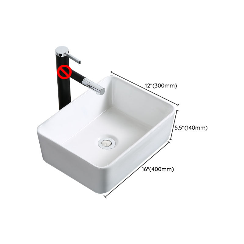 Modern Bathroom Sink Porcelain Rectangle Bathroom Sink in White(Not Including Faucet)