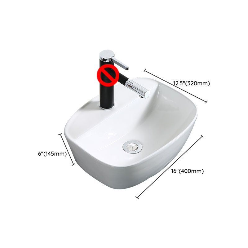 Modern Bathroom Sink Porcelain Rectangle Bathroom Sink in White(Not Including Faucet)