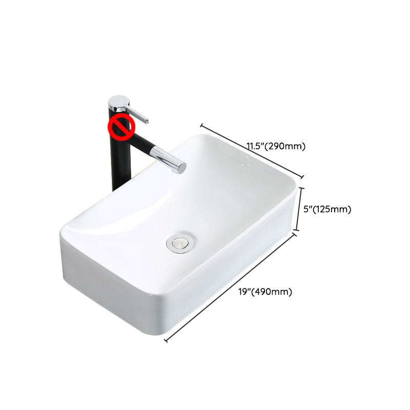 Modern Bathroom Sink Porcelain Rectangle Bathroom Sink in White(Not Including Faucet)
