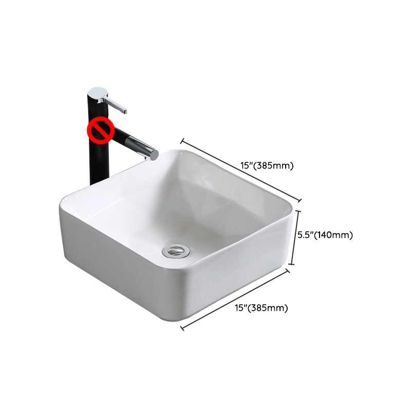 Modern Bathroom Sink Porcelain Rectangle Bathroom Sink in White(Not Including Faucet)