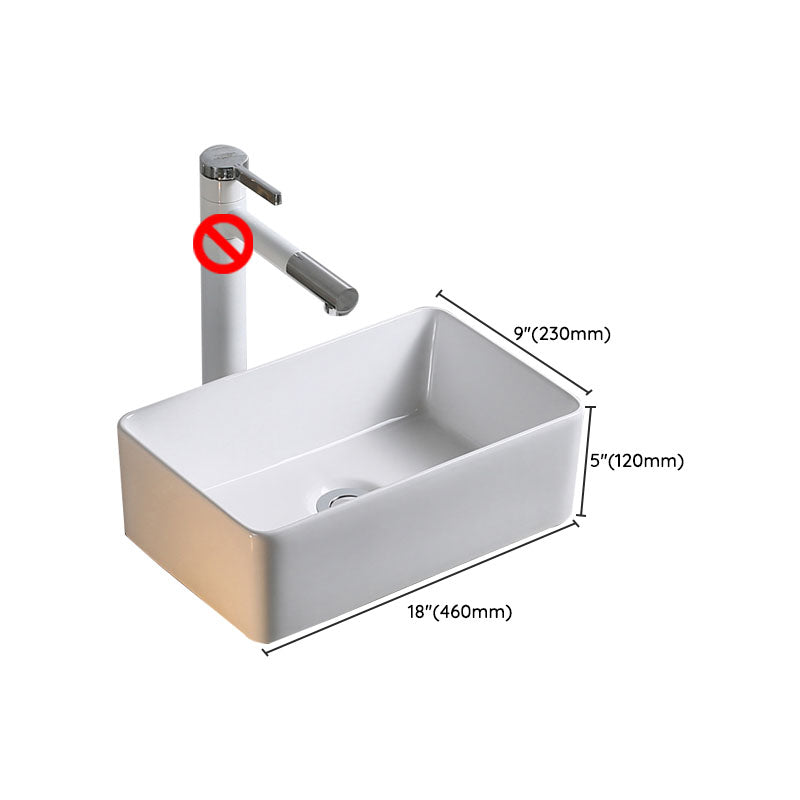 Modern Bathroom Sink Porcelain Rectangle Bathroom Sink in White(Not Including Faucet)