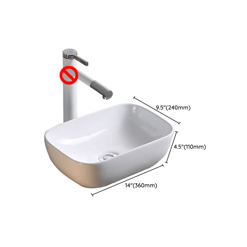 Modern Bathroom Sink Porcelain Rectangle Bathroom Sink in White(Not Including Faucet)