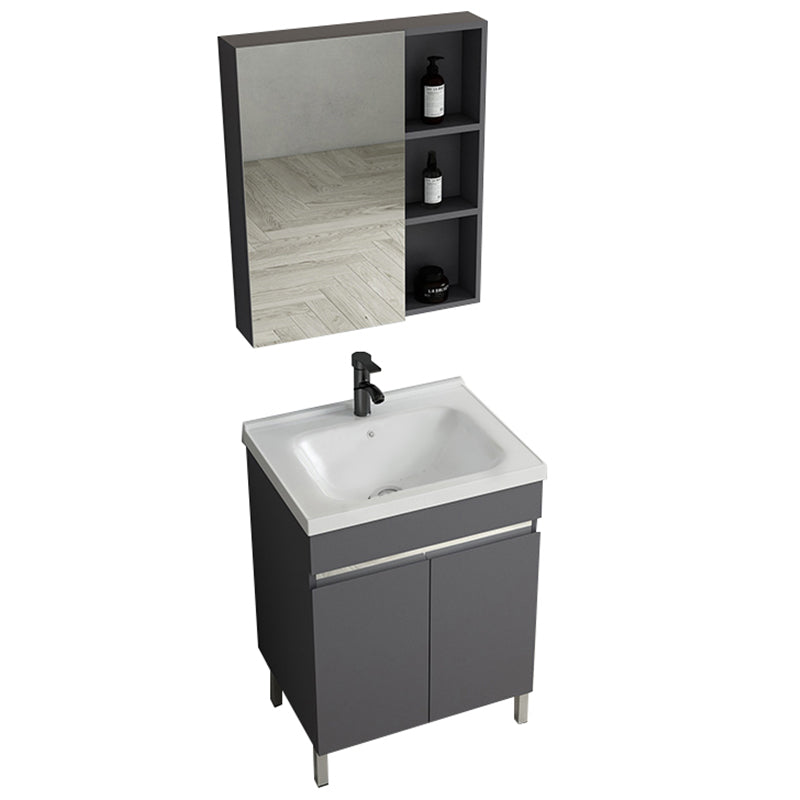 Gray Metal Vanity Sink Modern Free-standing Standard Space Saver Vanity