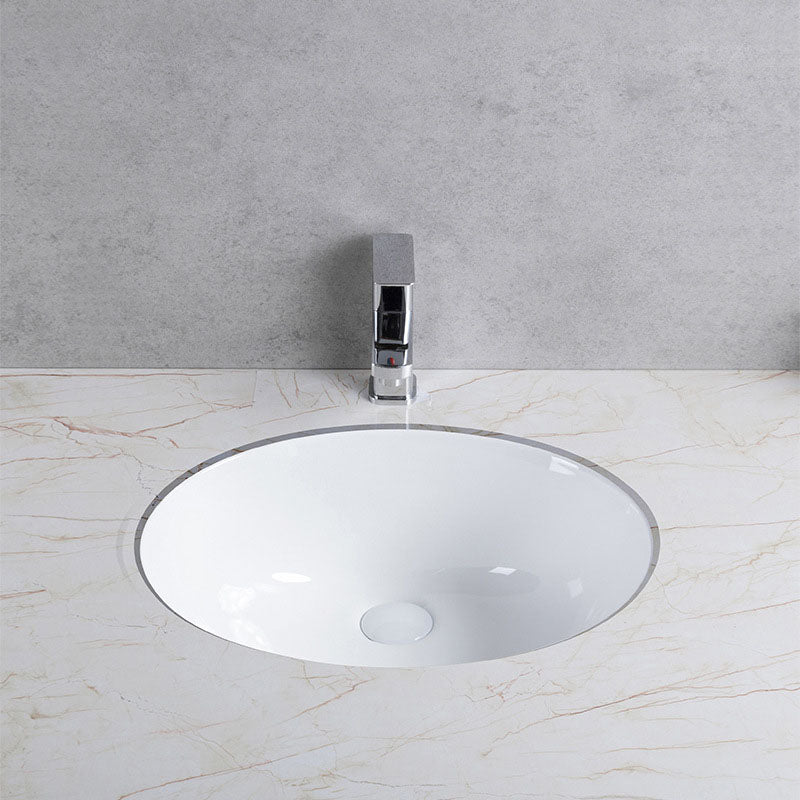 Modern Undermount Vanity Sink Round Porcelain with Pop-Up Drain Bathroom Sink Only
