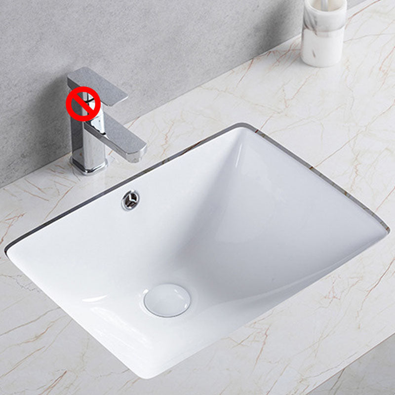 Modern Undermount Vanity Sink Round Porcelain with Pop-Up Drain Bathroom Sink Only