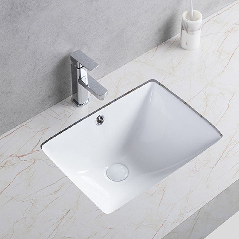Modern Undermount Vanity Sink Round Porcelain with Pop-Up Drain Bathroom Sink Only