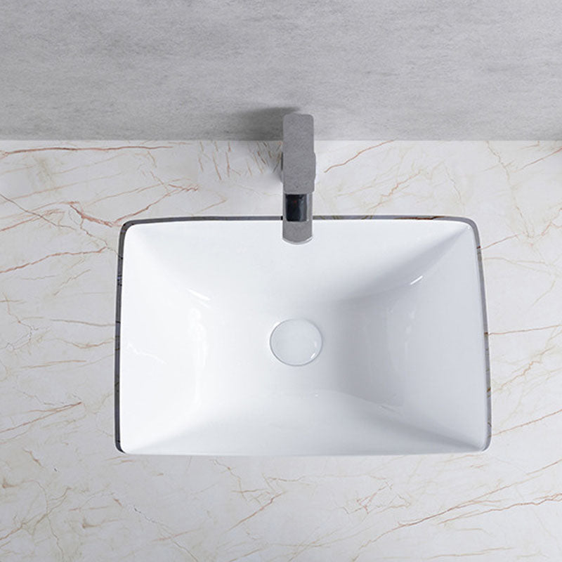 Modern Undermount Vanity Sink Round Porcelain with Pop-Up Drain Bathroom Sink Only