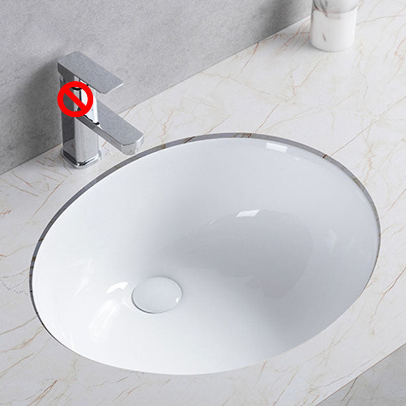 Modern Undermount Vanity Sink Round Porcelain with Pop-Up Drain Bathroom Sink Only