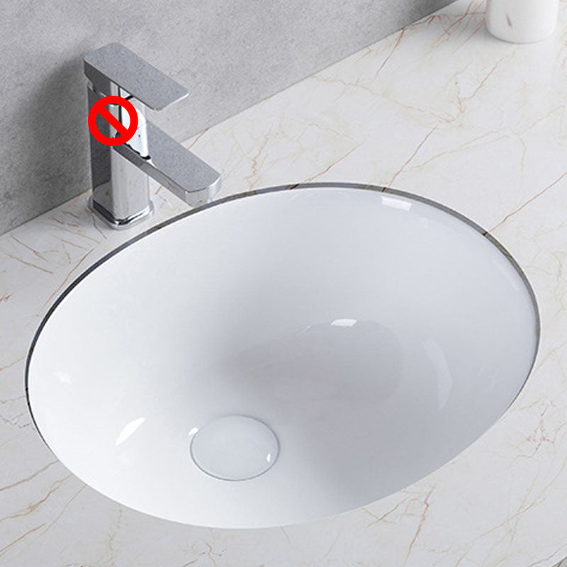 Modern Undermount Vanity Sink Round Porcelain with Pop-Up Drain Bathroom Sink Only