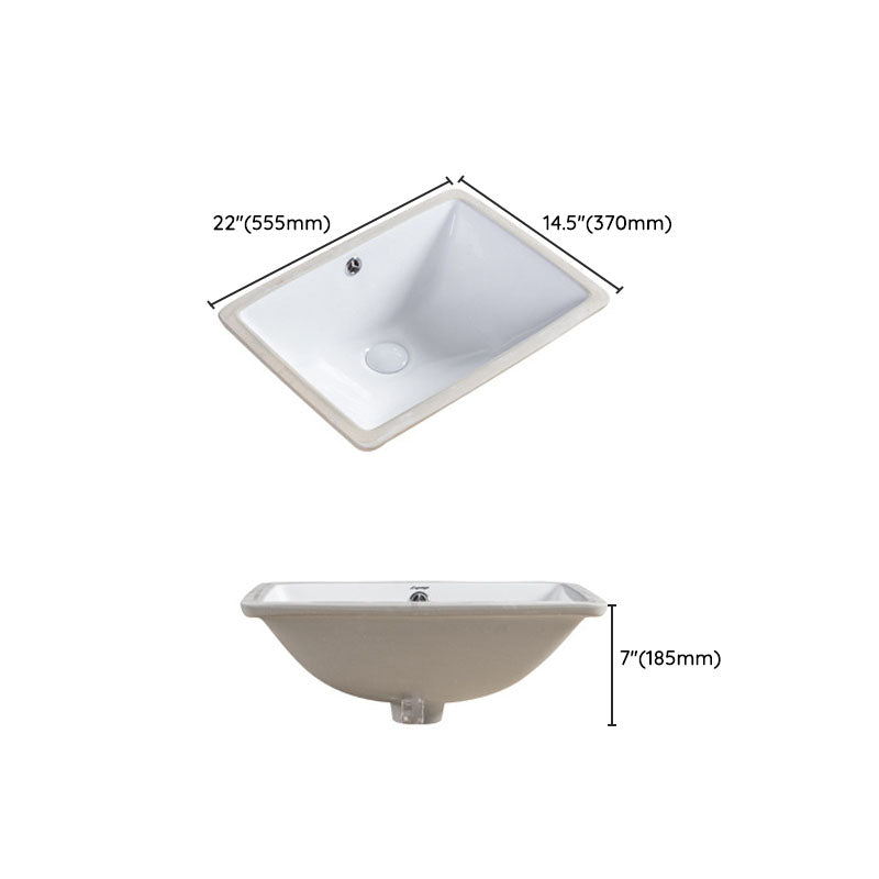 Modern Undermount Vanity Sink Round Porcelain with Pop-Up Drain Bathroom Sink Only