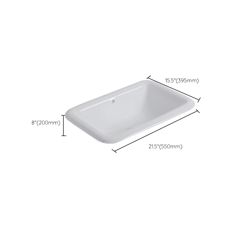 White Drop-in Bathroom Sink Porcelain Wash Stand with Shut-Off Valve