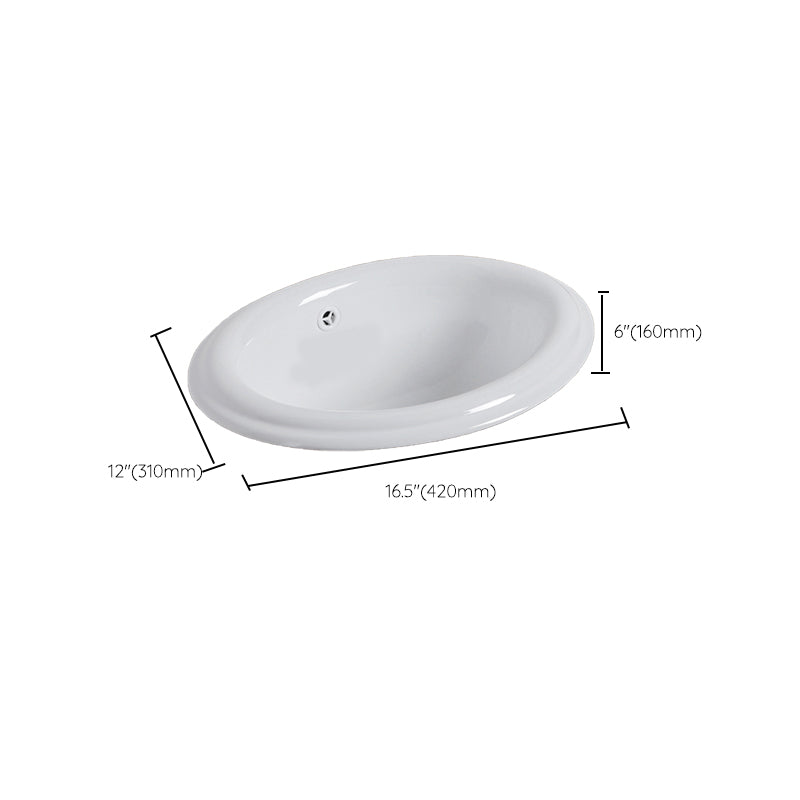 White Drop-in Bathroom Sink Porcelain Wash Stand with Shut-Off Valve