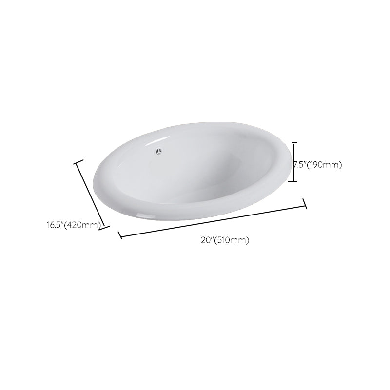 White Drop-in Bathroom Sink Porcelain Wash Stand with Shut-Off Valve