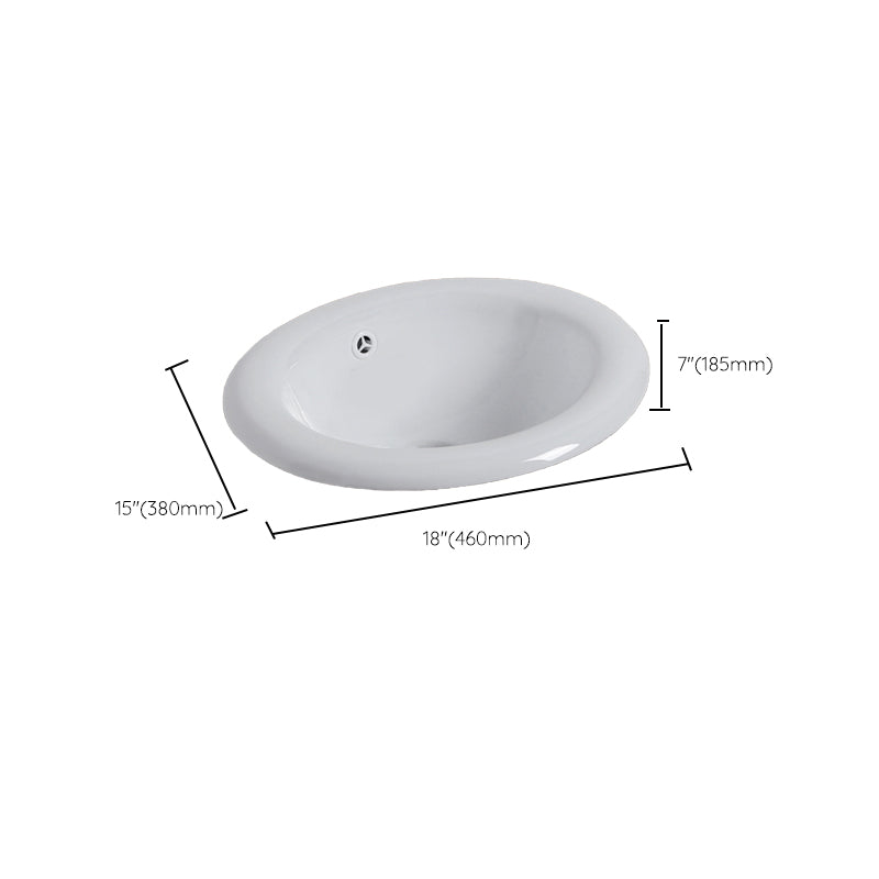 White Drop-in Bathroom Sink Porcelain Wash Stand with Shut-Off Valve