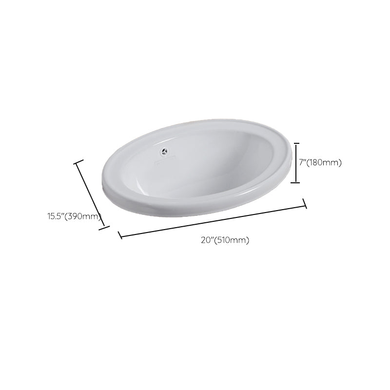 White Drop-in Bathroom Sink Porcelain Wash Stand with Shut-Off Valve