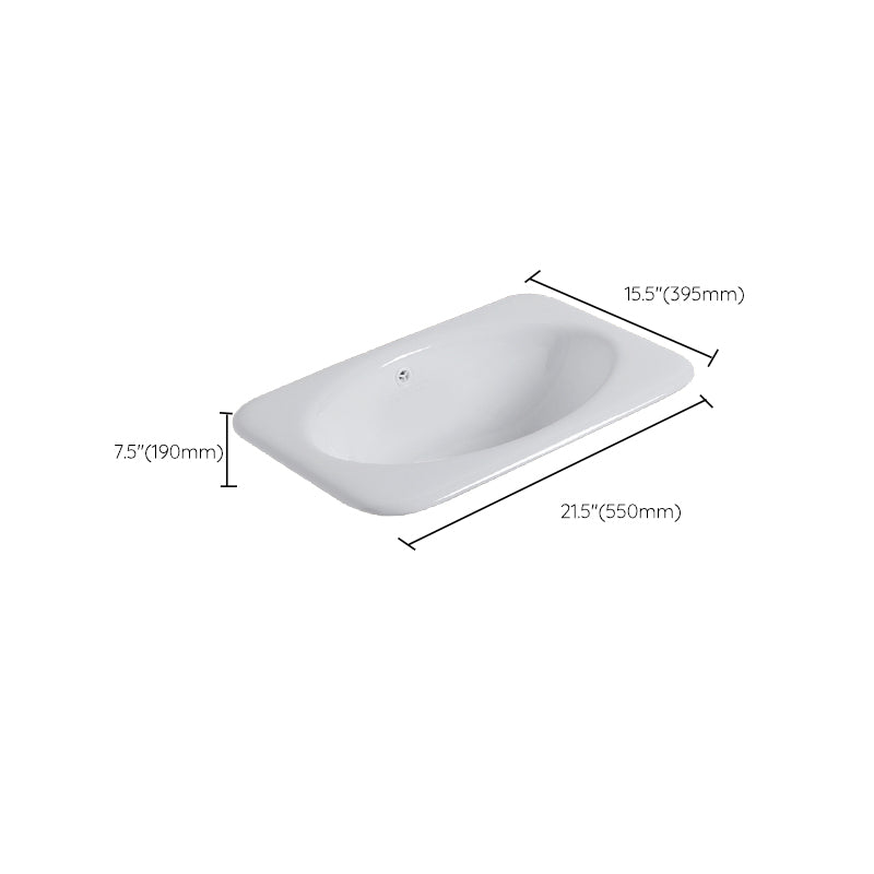 White Drop-in Bathroom Sink Porcelain Wash Stand with Shut-Off Valve