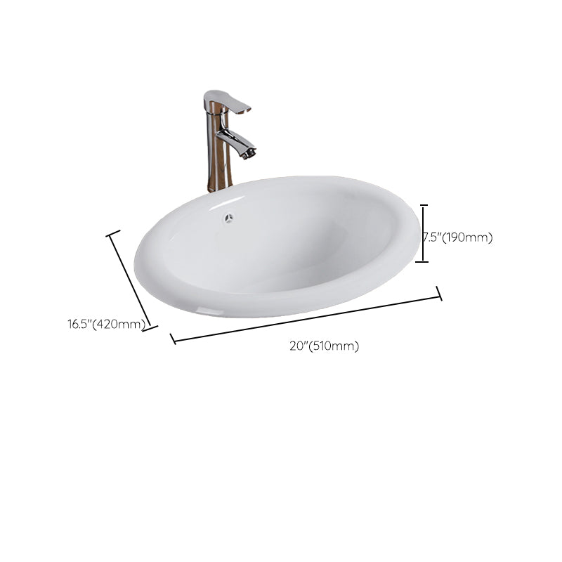 White Drop-in Bathroom Sink Porcelain Wash Stand with Shut-Off Valve