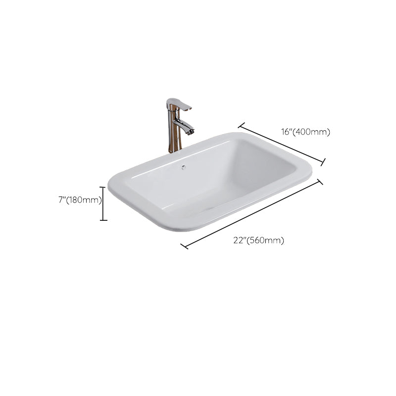 White Drop-in Bathroom Sink Porcelain Wash Stand with Shut-Off Valve