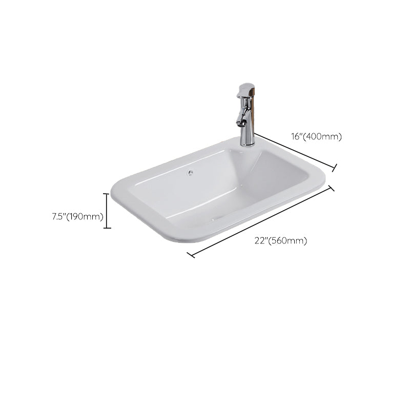 White Drop-in Bathroom Sink Porcelain Wash Stand with Shut-Off Valve