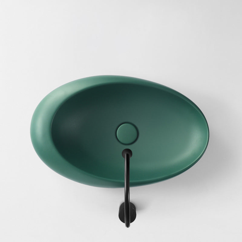 Modern Vessel Bathroom Sink Oval Porcelain with Faucet Vessel Sink
