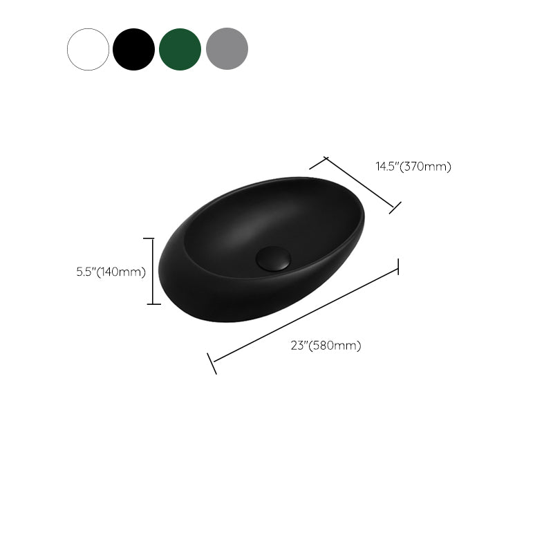Modern Vessel Bathroom Sink Oval Porcelain with Faucet Vessel Sink