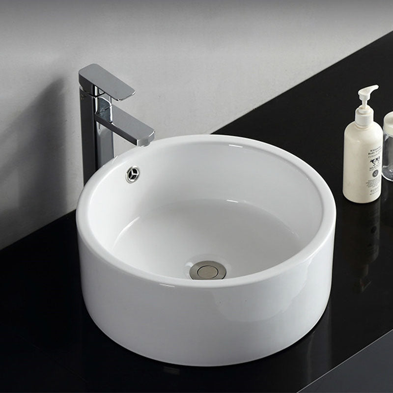 Rectangular and Round Vessel Sink in white with No Craftsmanship Basin Sink