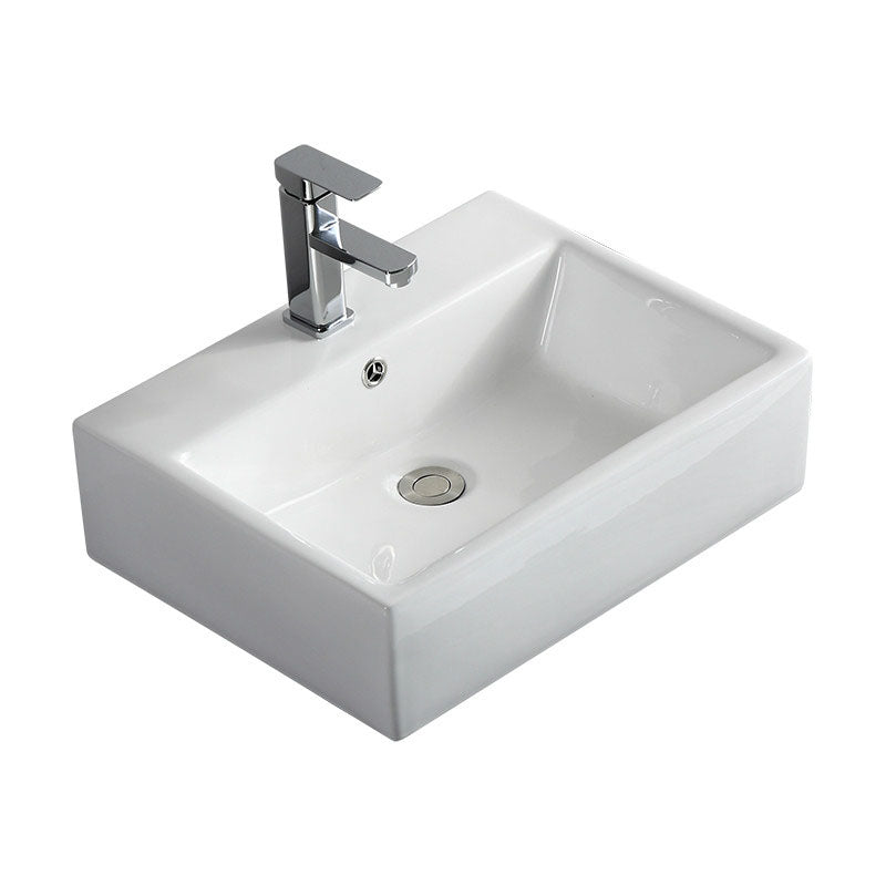 Rectangular and Round Vessel Sink in white with No Craftsmanship Basin Sink