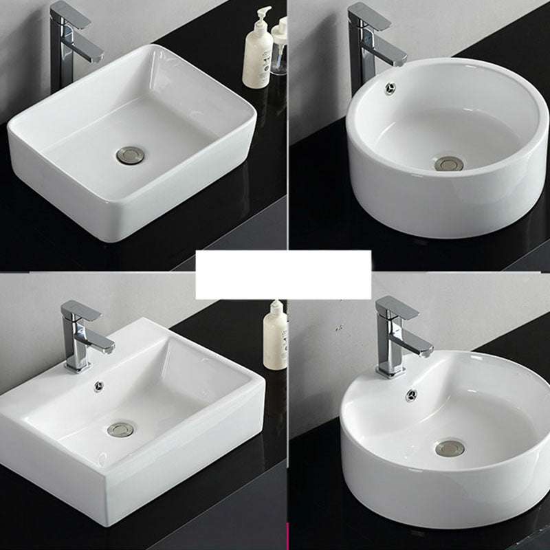 Rectangular and Round Vessel Sink in white with No Craftsmanship Basin Sink