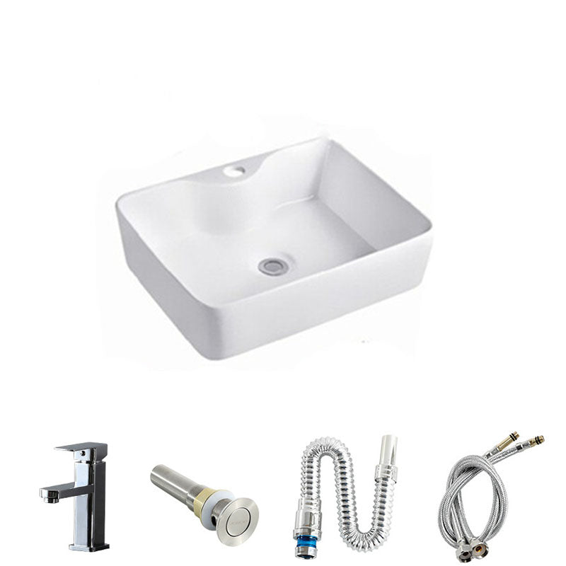 Rectangular and Round Vessel Sink in white with No Craftsmanship Basin Sink