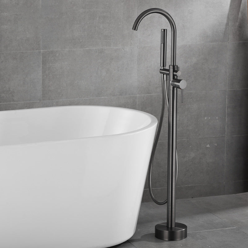 Floor Mounted Metal Freestanding Tub Filler Hand Shower Freestanding Faucet