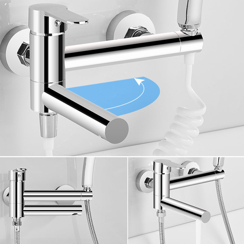 Wall Mounted Metal Rotatable Tub Filler Single Handle Faucet