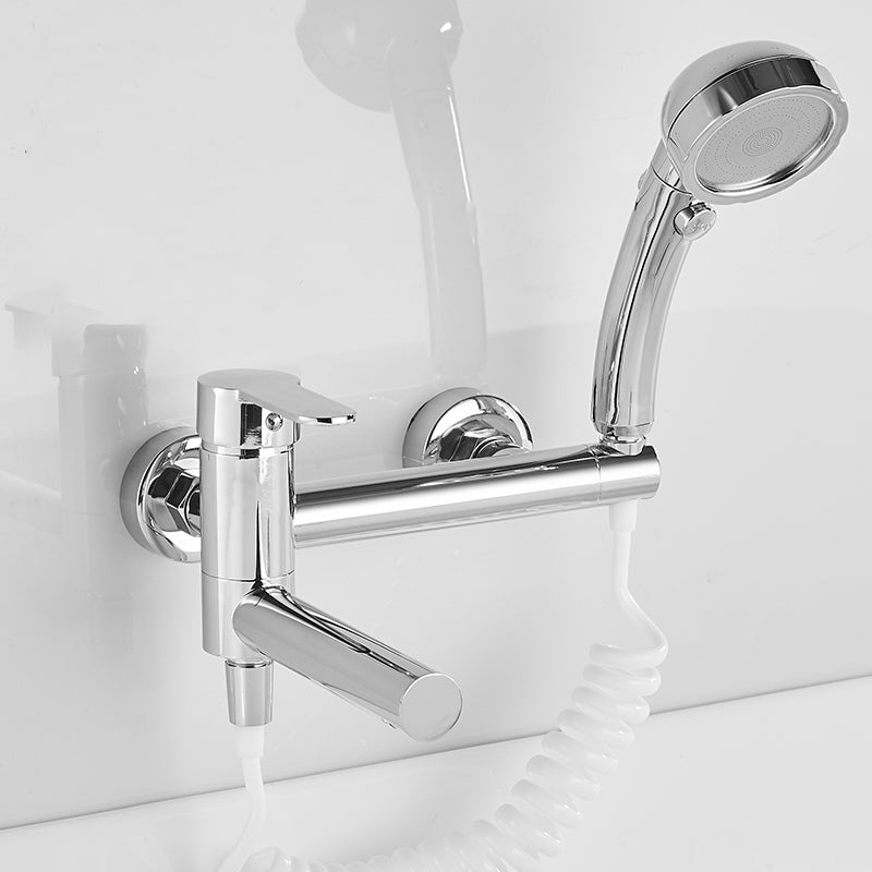 Wall Mounted Metal Rotatable Tub Filler Single Handle Faucet