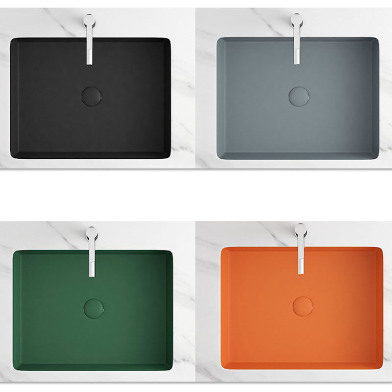 Modern Bathroom Sink Rectangular Vessel Bathroom Sink with Faucet
