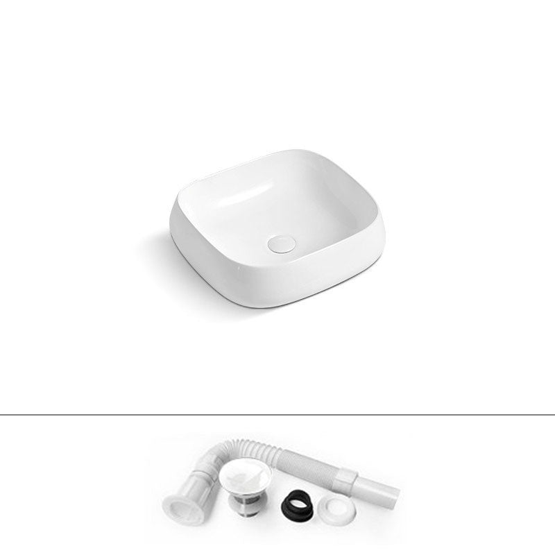 Porcelain Vessel Lavatory Sink Rectangular Shape Bathroom Sink