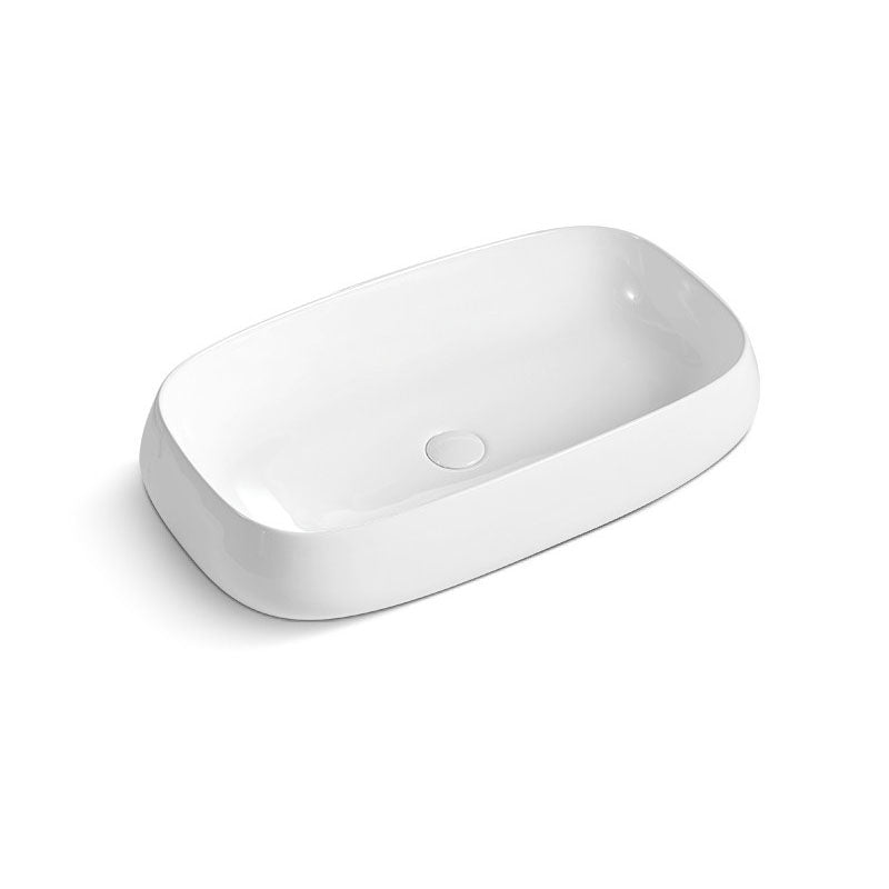 Porcelain Vessel Lavatory Sink Rectangular Shape Bathroom Sink