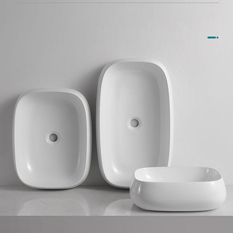 Porcelain Vessel Lavatory Sink Rectangular Shape Bathroom Sink