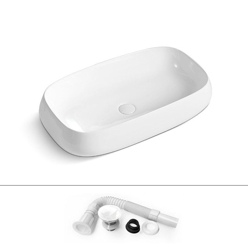 Porcelain Vessel Lavatory Sink Rectangular Shape Bathroom Sink