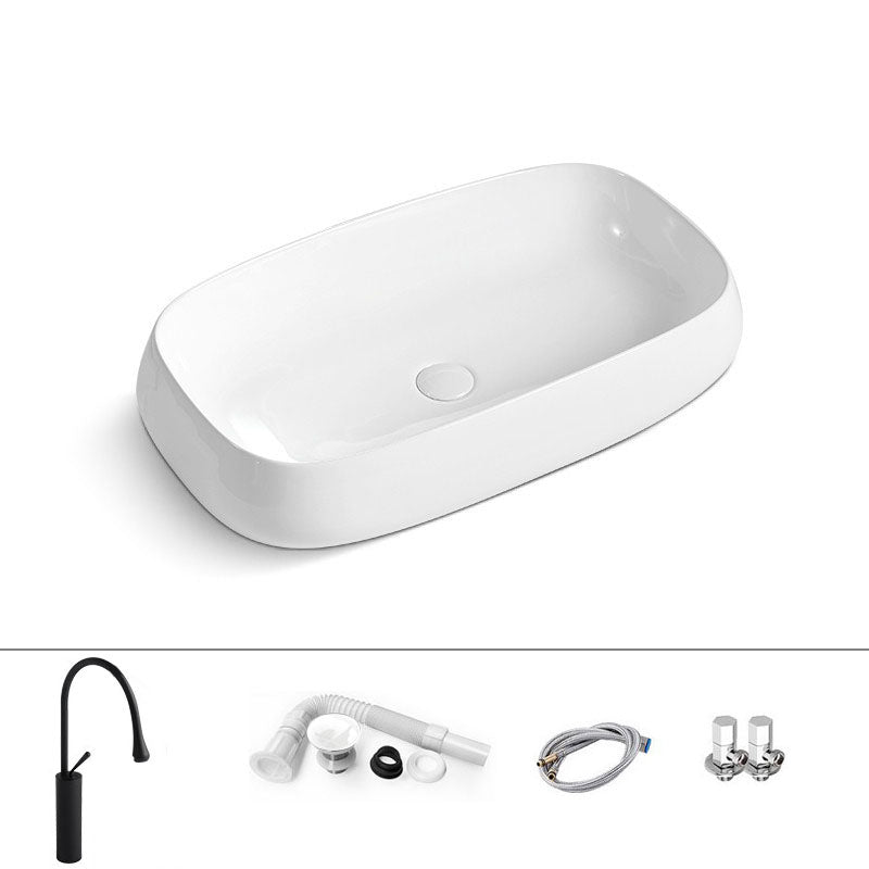 Porcelain Vessel Lavatory Sink Rectangular Shape Bathroom Sink