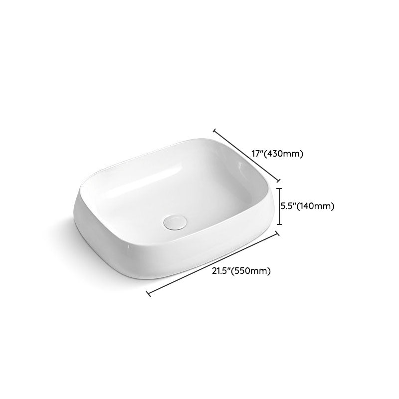 Porcelain Vessel Lavatory Sink Rectangular Shape Bathroom Sink
