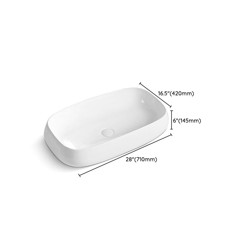 Porcelain Vessel Lavatory Sink Rectangular Shape Bathroom Sink