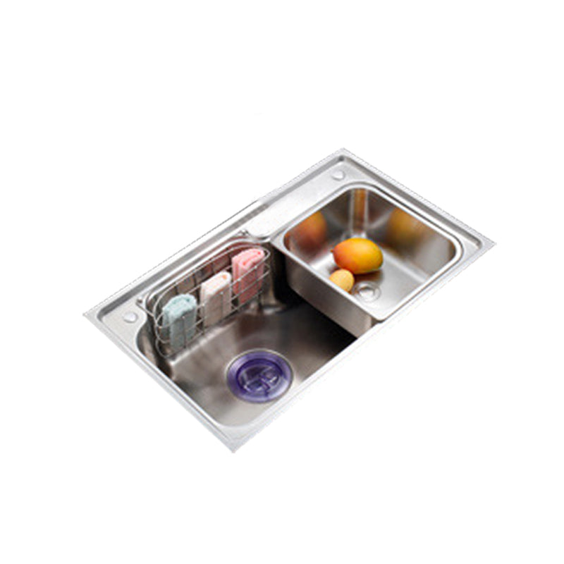 Stainless Steel Kitchen Sink 2 Holes Overflow Hole Design Drop-In Kitchen Sink