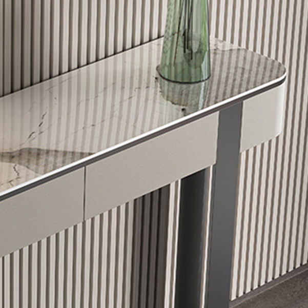 Stone Half Moon Console Table Glam 33.46-inch Tall Accent Table