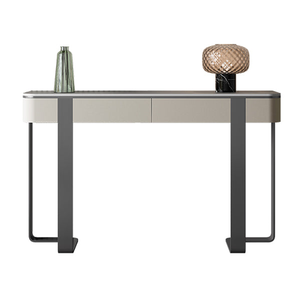 Stone Half Moon Console Table Glam 33.46-inch Tall Accent Table