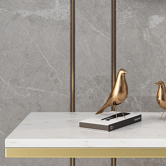 Glam Accent Table Antique Finish Console Sofa Table in Marble