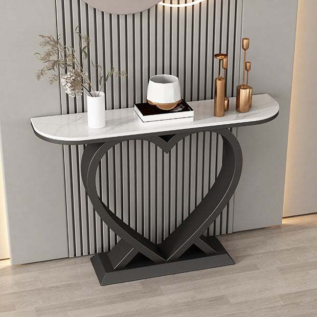 Contemporary Half Moon Console Table Antique Finish Console Sofa Table
